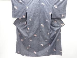 草花模様手織り紬着物